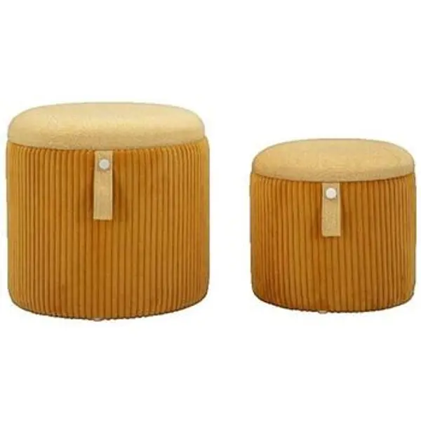 Atmosphera Atmosphera  Dom > Tabure Poufs  Luxe contemporain jaune moutarde lot de 2  Atmosphera
