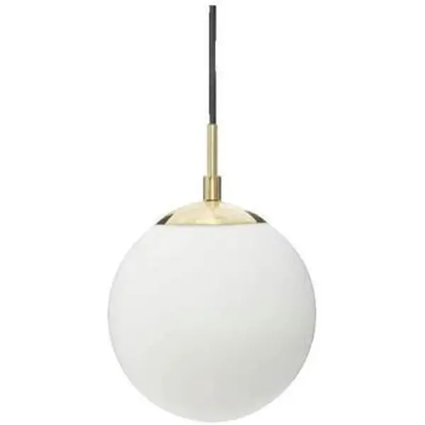 Atmosphera Atmosphera  Lusteri i plafonijere Lampe suspendue  boule blanche en verre et métal doré  Atmosphera