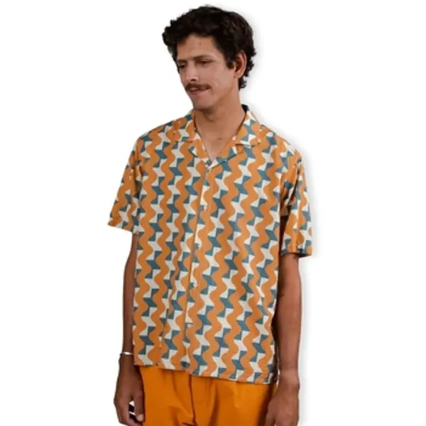 Brava Fabrics Brava Fabrics  Košulje kratkih rukava Big Tiles Aloha Shirt - Ochre  Brava Fabrics