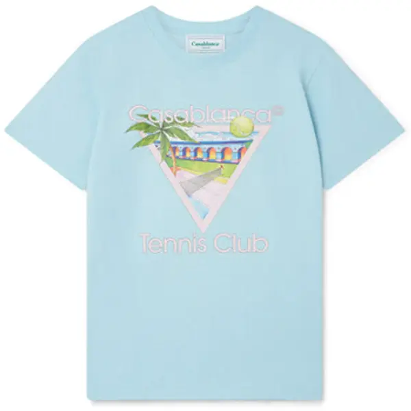 Casablanca Casablanca  Majice kratkih rukava T-SHIRT TENNIS CLUB ICON SCREEN PRINTED PALE BLUE  Casablanca