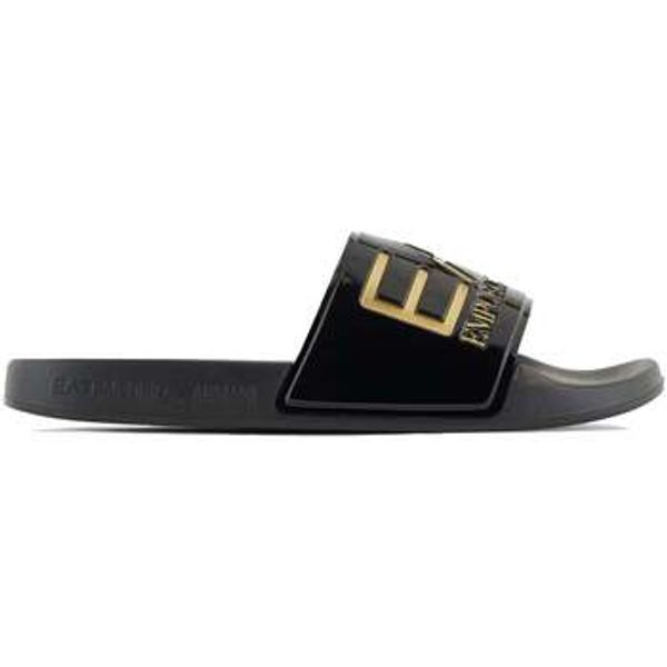 Ea7 Emporio Armani Ea7 Emporio Armani  Sportske natikače Visibility Logo Slides Shiny Black/Gold  Ea7 Emporio Armani
