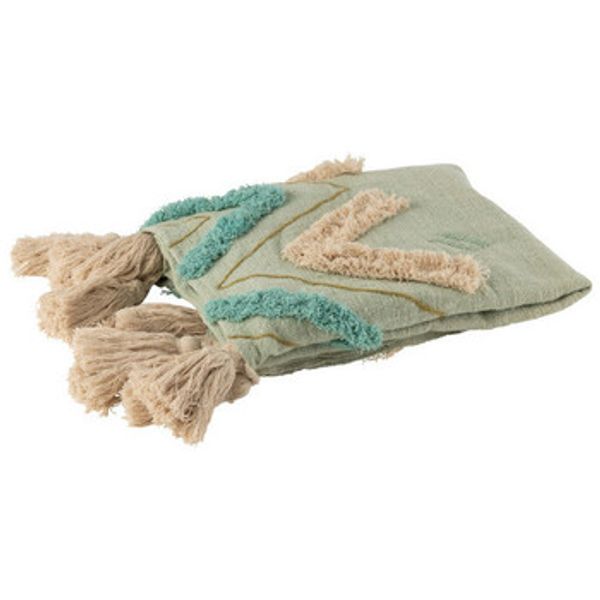 J-line J-line  Deke PLAID ZIGZAG CARRE COT BLEU (130x160x130cm)  J-line