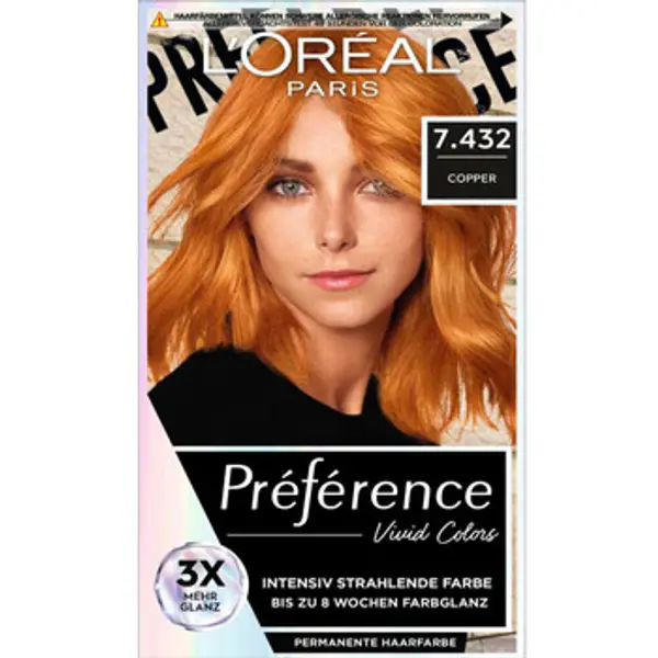 L'oréal L'oréal  Boje za kosu Preference Vivid Colors Hair Dye - 7.432 Copper  L'oréal