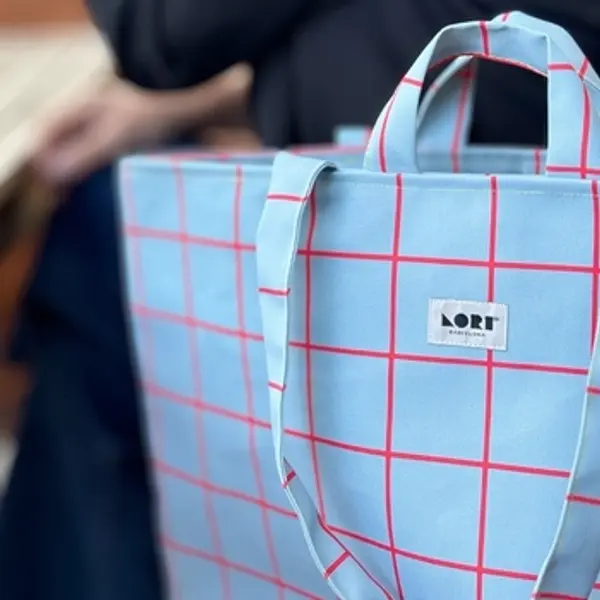 Lori Barcelona Lori Barcelona  Shopper torbe  Tote Bag Windowpane - Light Blue/Red  Lori Barcelona