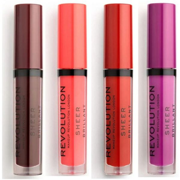 Makeup Revolution Makeup Revolution  Sjajila Lot of 4 Sheer Brilliant Lip Glosses - 148 Plum/ 130 De  Makeup Revolution