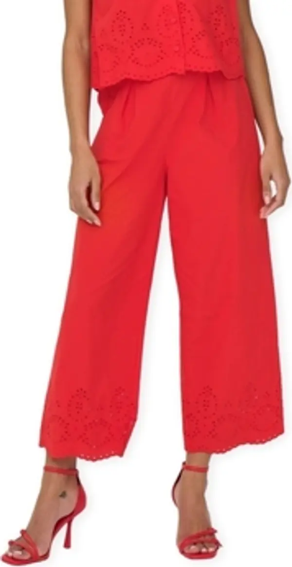 Only Only  Hlače Roxanne Long Trousers - High Risk Red  Only