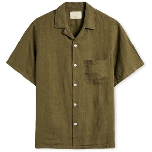 Portuguese Flannel Portuguese Flannel  Košulje dugih rukava Linen Camp Collar Shirt - Olive  Portuguese Flannel