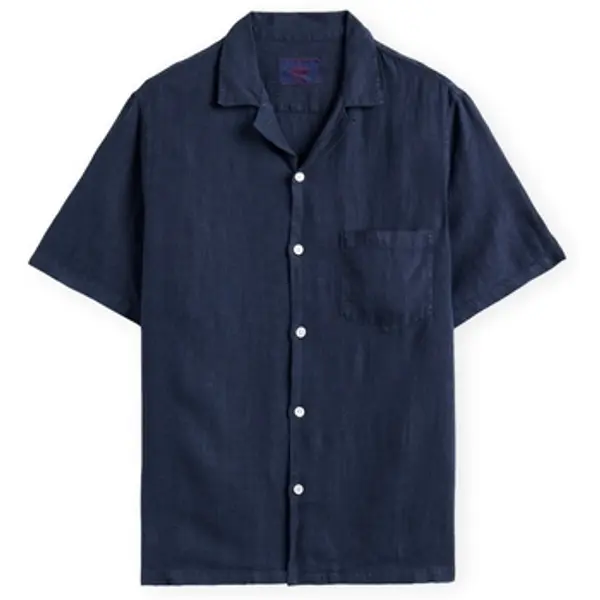Portuguese Flannel Portuguese Flannel  Košulje kratkih rukava Linen Camp Collar Shirt - Navy  Portuguese Flannel