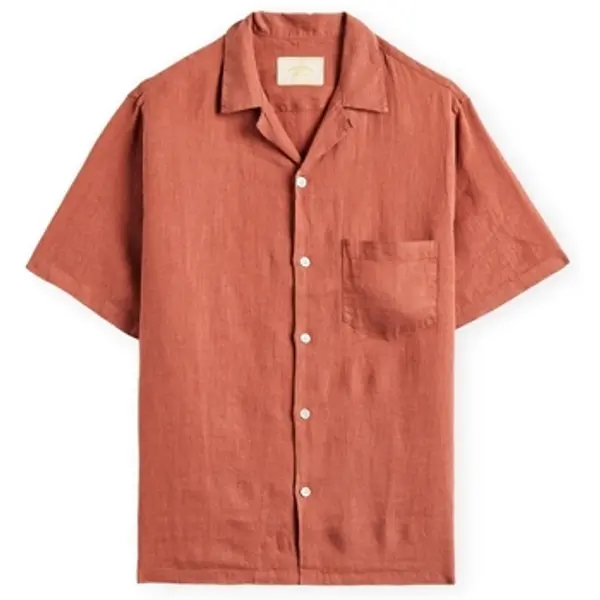 Portuguese Flannel Portuguese Flannel  Košulje kratkih rukava Linen Camp Collar Shirt - Terracota  Portuguese Flannel