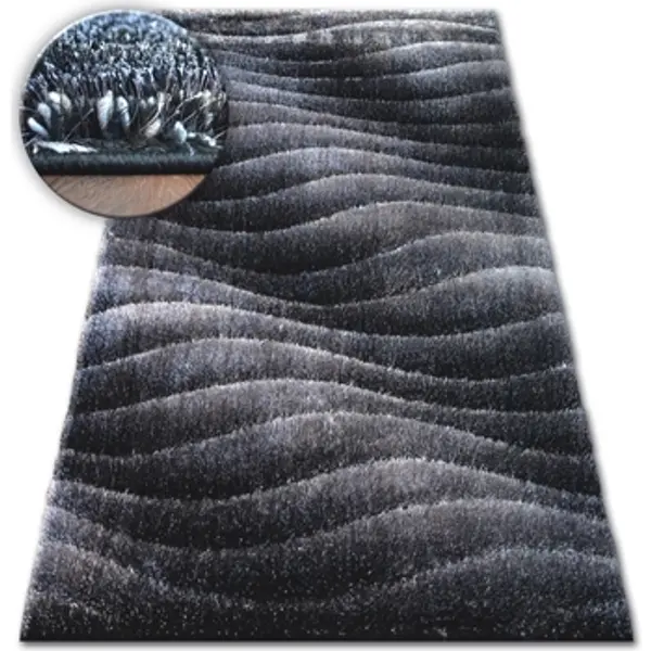 Rugsx Rugsx  Tepisi Tepih čupavi SPACE 3D B222 tamno Siva 80x150 cm  Rugsx