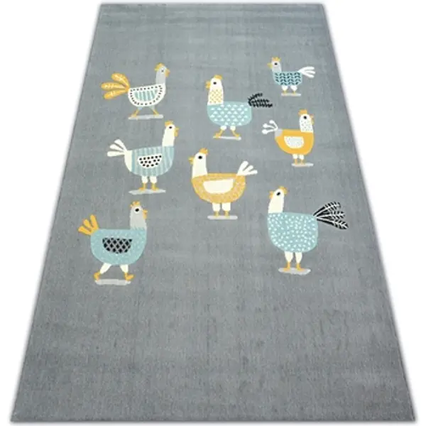 Rugsx Rugsx  Tepisi Tepih PASTEL 18413/072 - Pilići Pijetlovi Siva 120x170 cm  Rugsx