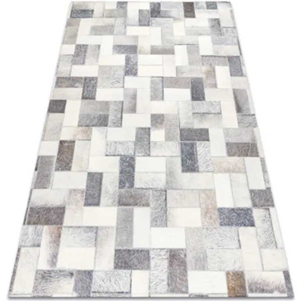 Rugsx Rugsx  Tepisi Tepih PATCHWORK 21723 sivi - Goveđa koža, 160x230 cm  Rugsx