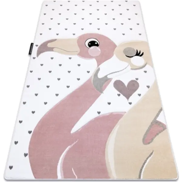 Rugsx Rugsx  Tepisi Tepih PETIT FLAMINGOS PLAMENE SRCA krem 180x270 cm  Rugsx