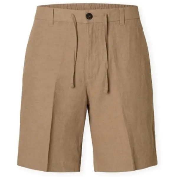 Selected Selected  Bermude i kratke hlače Noos Regular-Leroy Linen Shorts - Caribou  Selected