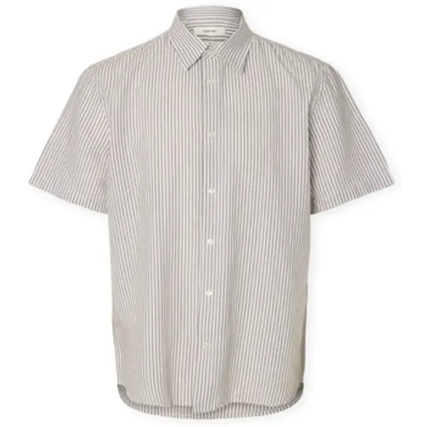 Selected Selected  Košulje kratkih rukava Noos Regclay Linen Shirt - Bright White/Chocolate  Selected