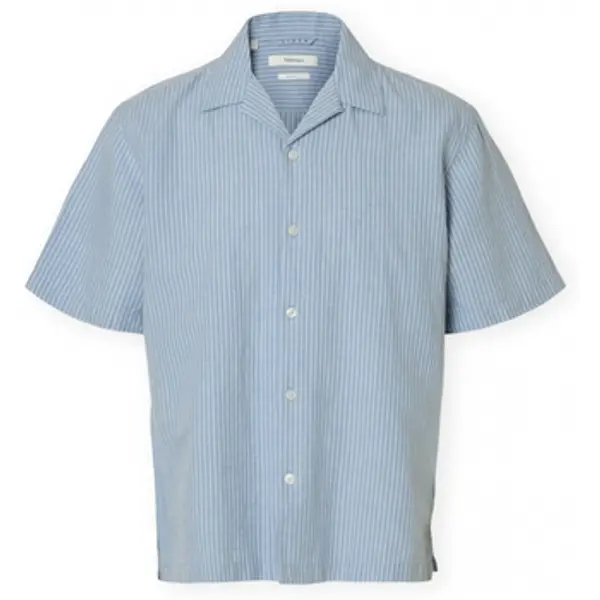Selected Selected  Košulje kratkih rukava Noos RlxClay Linen Shirt - Dusty Blue/White  Selected