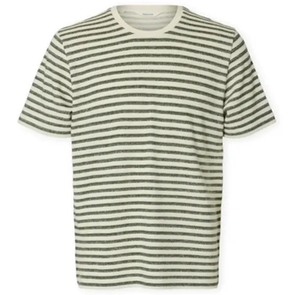 Selected Selected  Majice kratkih rukava T-Shirt Kevin Stripe - Egret/Sky Captain  Selected