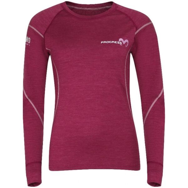PROGRESS PROGRESS MERINO LS Ženska funkcionalna merino majica, boja vina, veličina