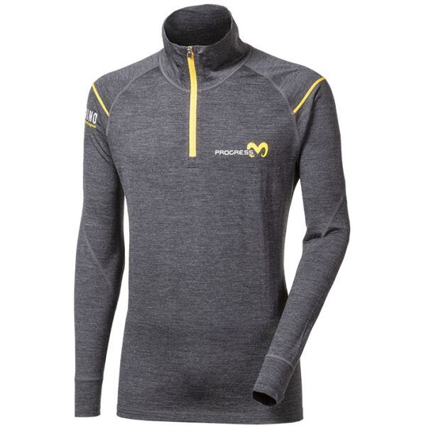 PROGRESS PROGRESS MERINO ZN-M Muška funkcionalna Merino dolčevita s kratkim patentnim zatvaračem, siva, veličina