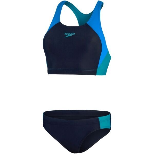 Speedo Speedo COLOURBLOCK SPLICE 2 PIECE Ženski dvodijelni kupaći kostim, tamno plava, veličina