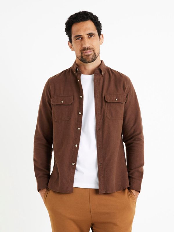 Celio Celio Caoflacko Košulja smeđa