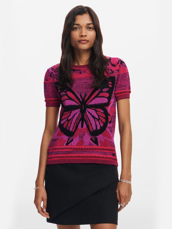 Desigual Desigual Butterfly Majica ružičasta