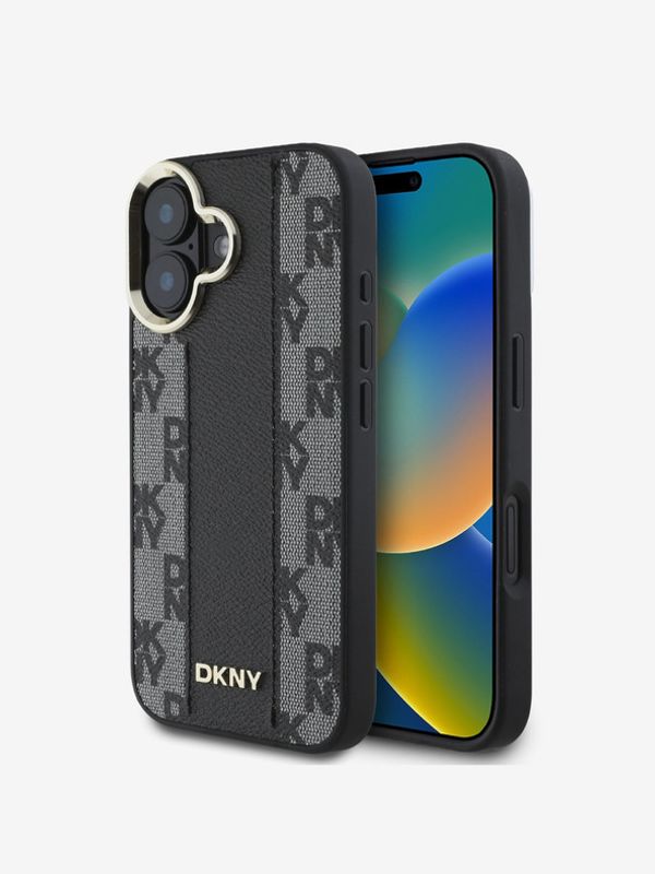 DKNY DKNY PU Leather Checkered Pattern Magsafe iPhone 16 Black Etui za telefon ljubičasta