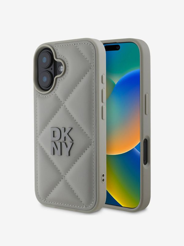 DKNY DKNY PU Leather Quilted Stack Logo iPhone 16 Plus Grey Etui za telefon ljubičasta