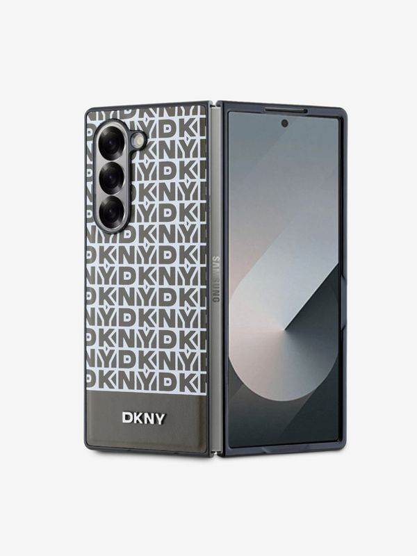 DKNY DKNY PU Leather Repeat Pattern Bottom Stripe MagSafe Zadní Kryt pro Samsung Galaxy Z Fold 6 Brown Etui za telefon ljubičasta