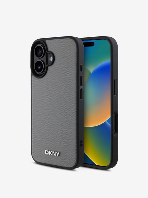 DKNY DKNY PU Leather Silver Metal Logo Magsafe iPhone 16 Grey Etui za telefon ljubičasta
