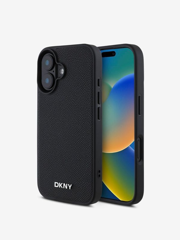 DKNY DKNY PU Leather Silver Metal Logo Magsafe iPhone 16 Plus Black Etui za telefon ljubičasta