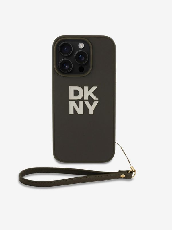 DKNY DKNY PU Leather Stack Logo Wrist Strap Zadní Kryt pro iPhone 16 Pro Max Green Etui za telefon ljubičasta