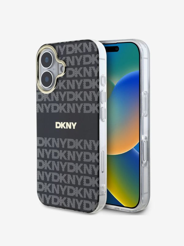 DKNY DKNY Repeat Pattern Tonal Stripe Magsafe iPhone 16 Black Etui za telefon ljubičasta
