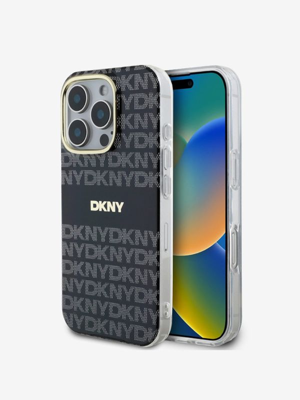 DKNY DKNY Repeat Pattern Tonal Stripe Magsafe iPhone 16 Pro Black Etui za telefon ljubičasta