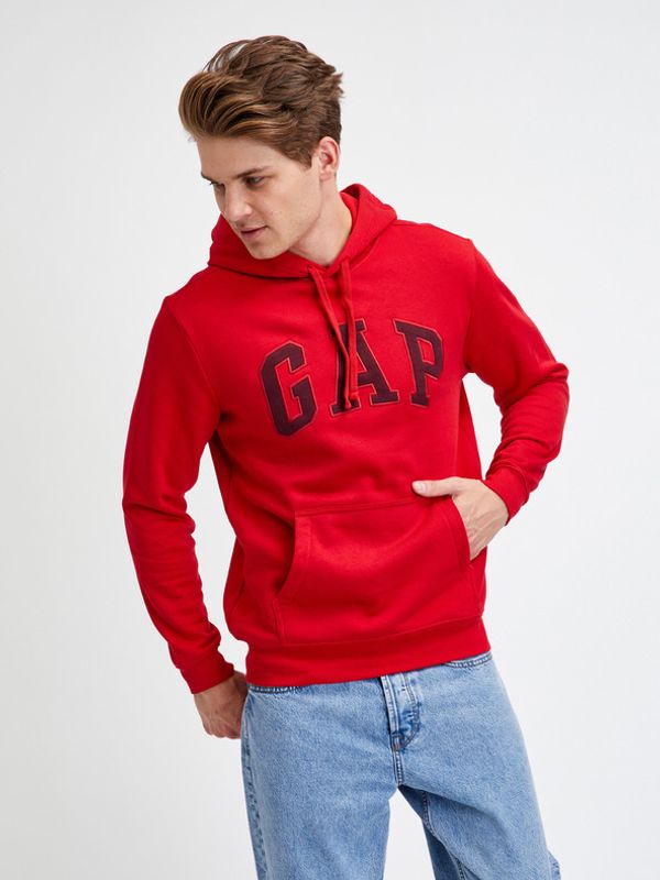 GAP GAP Hoodie Logo Majica dugih rukava crvena