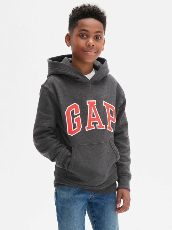 GAP GAP Logo Hoodie Majica dugih rukava siva