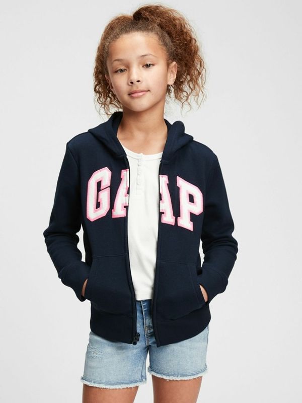 GAP GAP Logo zip hoodie Majica dugih rukava plava