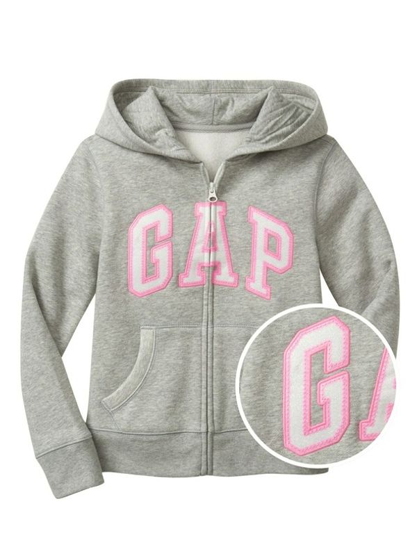 GAP GAP Logo zip hoodie Majica dugih rukava siva