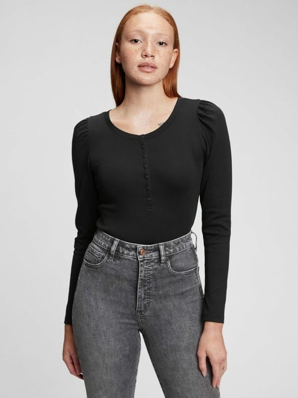 GAP GAP Modern Henley Long Majica crna