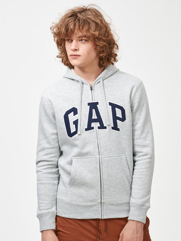GAP GAP Zip Logo Majica dugih rukava siva
