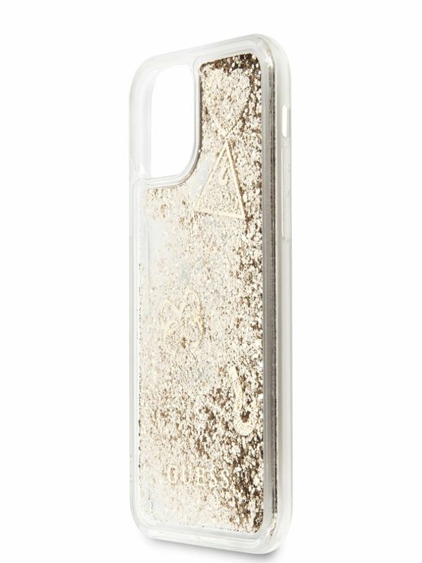 Guess Guess Glitter Hearts Zadní Kryt pro iPhone 11 Gold Etui za telefon ljubičasta
