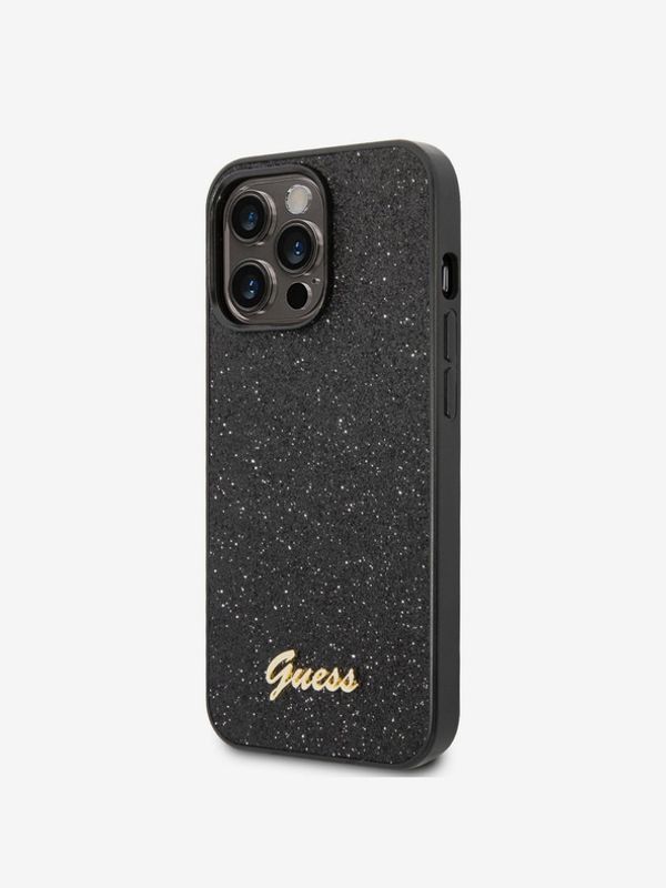 Guess Guess PC/TPU Glitter Flakes Metal Logo iPhone 14 Pro Max Black Etui za telefon ljubičasta