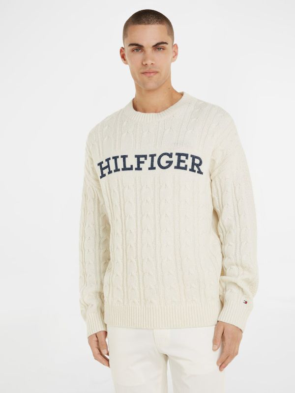 Tommy Hilfiger Tommy Hilfiger Cable Monotype Crew Neck Džemper bijela